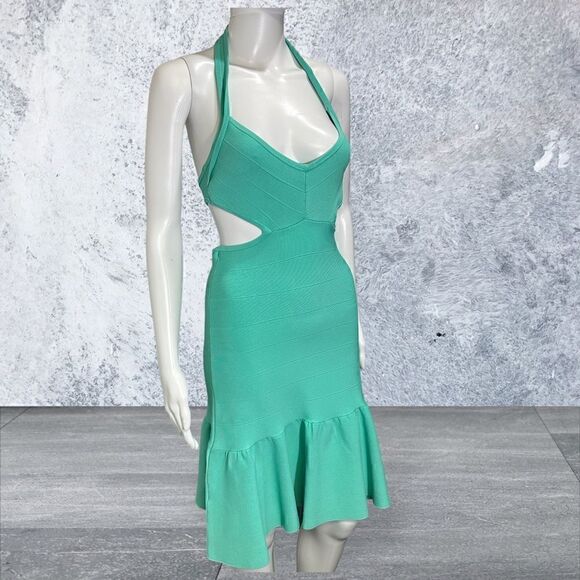 Guess Green Cut Out Band Dead Stock Halter Neck Ruffle Bottom Y2K 90’s - Picture 1 of 6